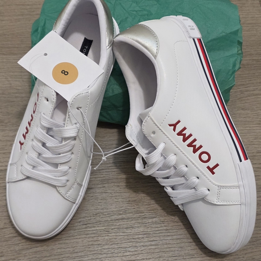 Tommy Hilfiger White and Red Sneakers